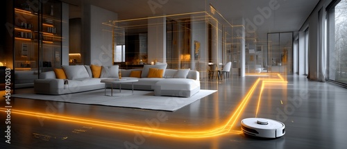 Modern Living Room with Robotic Vacuum (2)