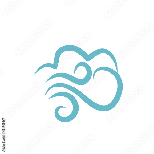 Air, wind, swirl in doodle illustration style. Sketch drawn air blow motion, smoke flow art, abstract line. Wave beach vector illustration. Isolated vector illustration.