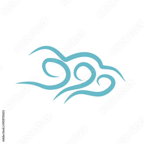 Air, wind, swirl in doodle illustration style. Sketch drawn air blow motion, smoke flow art, abstract line. Wave beach vector illustration. Isolated vector illustration.