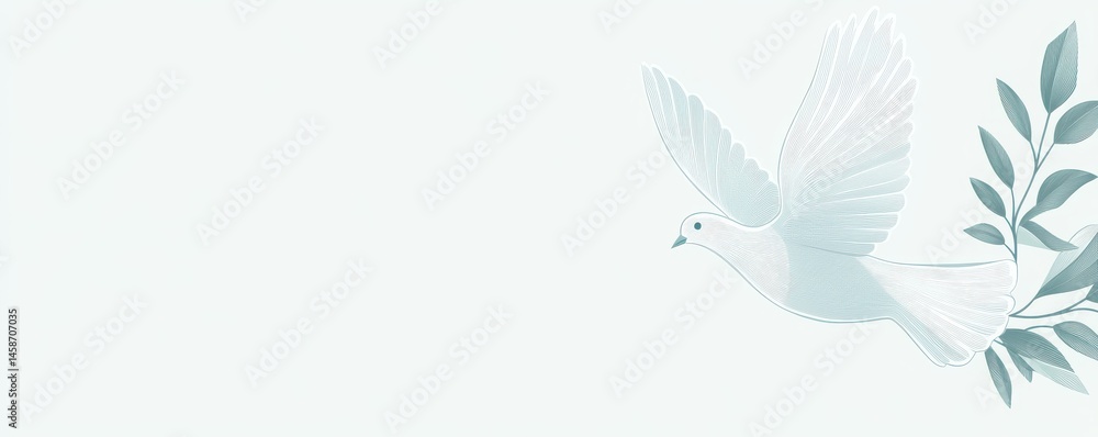 Fototapeta premium International day of living together in peace logo with dove and olive branch line art