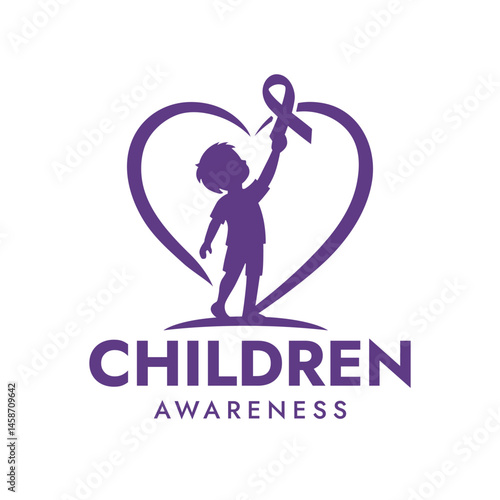 A powerful logo depicting a child raising a purple ribbon inside a heart, symbolizing hope, support, and awareness for causes such as World Clubfoot Day and other health initiatives.