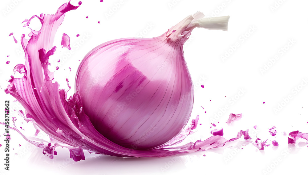 Fresh onion with skin isolated on white