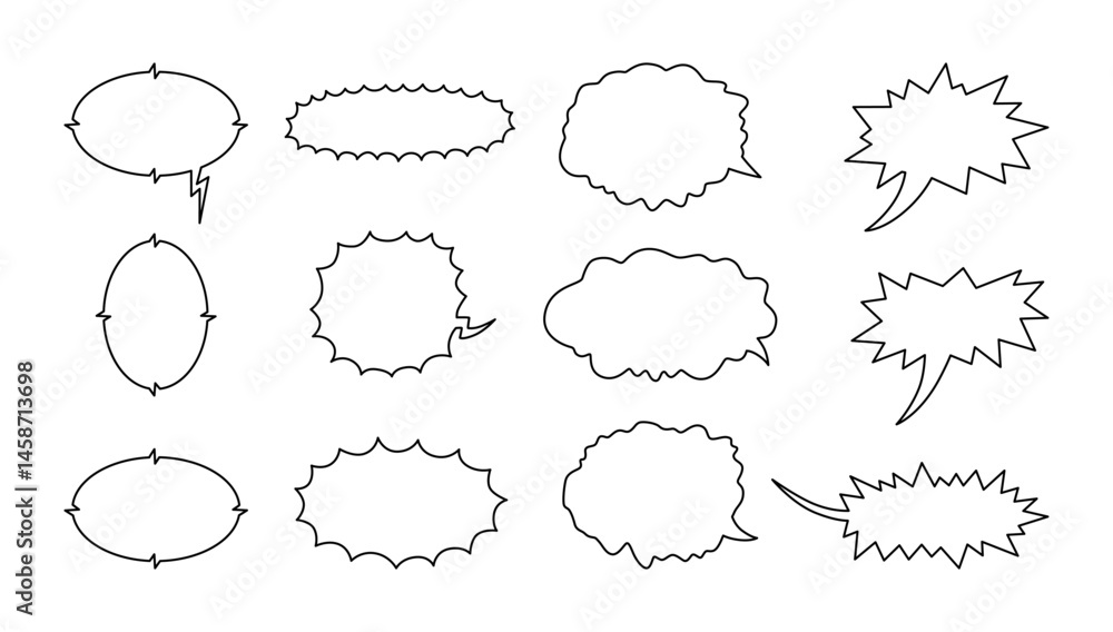 Obraz premium Speech bubbles set.Template comics conversation talking. Clip art cartoon element isolated editable. Vector illustration