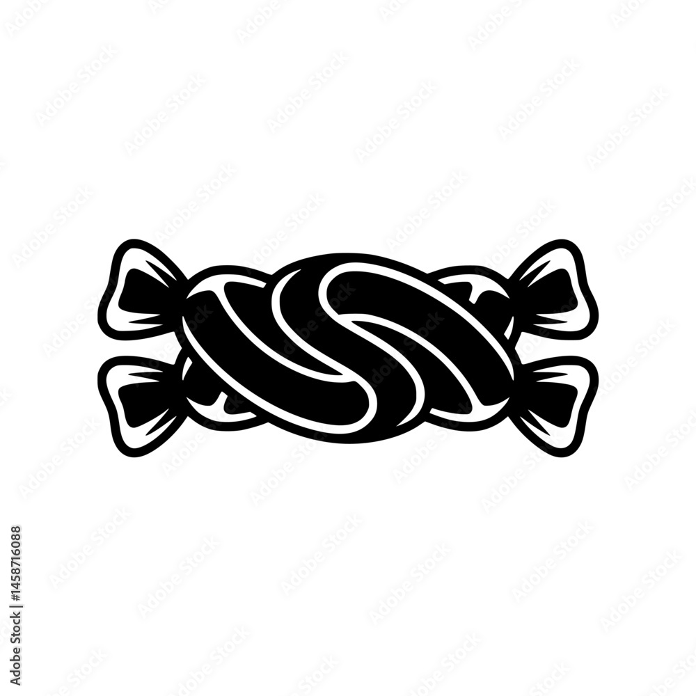 Obraz premium Black and White Candy Icon: Minimalist Sweet Treat Design