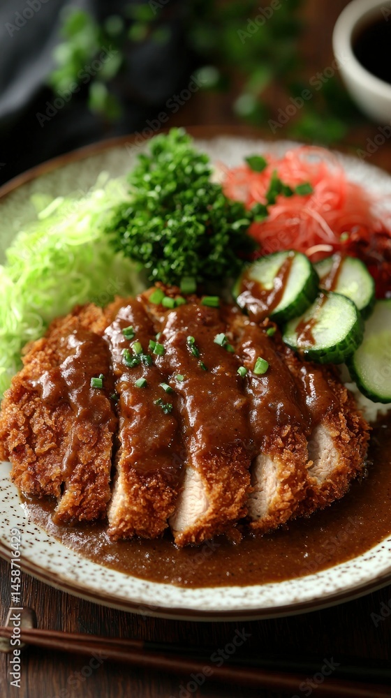 Delicious sliced cutlet with assorted vegetable Delicious sliced cutlet with assorted vegetable