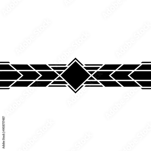 Art Deco Inspired Black Geometric Border on White Background