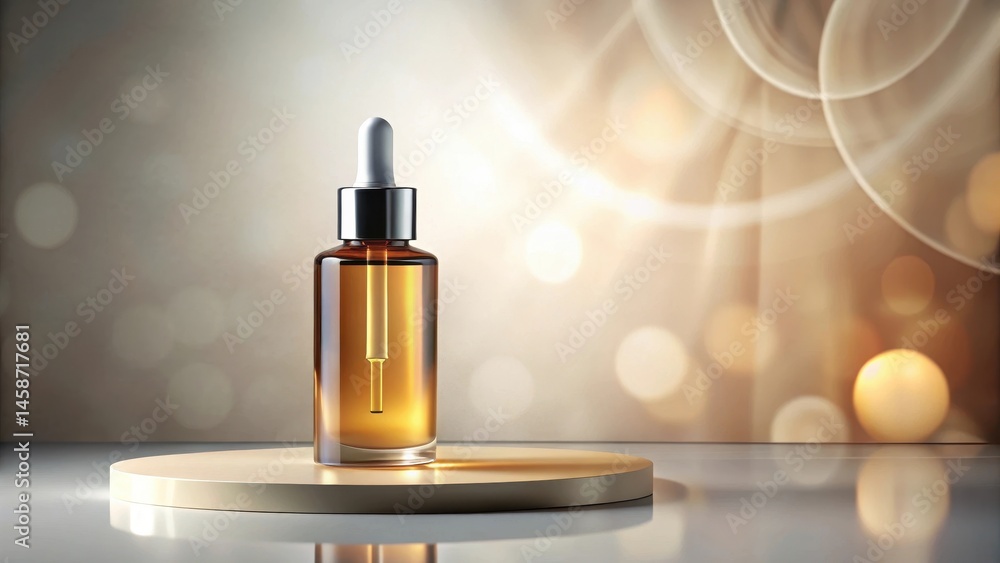 Naklejka premium Dropper bottle with anti-aging serum on a podium, serums for skin, healthy, serums for skin, healthy
