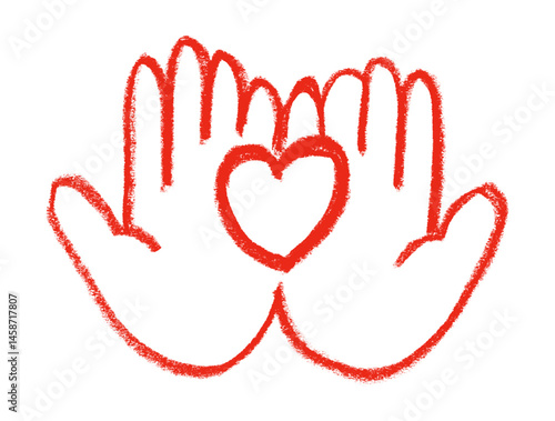 Heart In Palm Heart Love Related Icons Crayon Chalk Drawing Vector