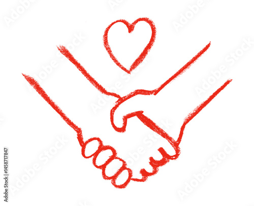 Handshake Friendship Heart Love Related Icons Crayon Chalk Drawing Vector