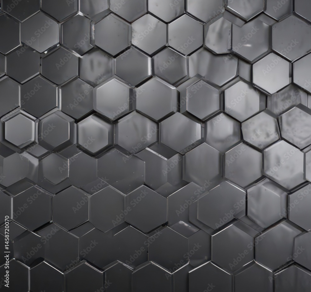 Subtle lighting enhances hexagonal metal texture; modern, minimalist geometric design , architecture, sleek Subtle lighting enhances hexagonal metal texture; modern, minimalist geometric design , architecture, sleek