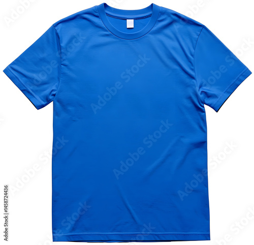 a plain blue T-shirt, blue T-shirt with no pattern, t-shirt mockup, isolated background.