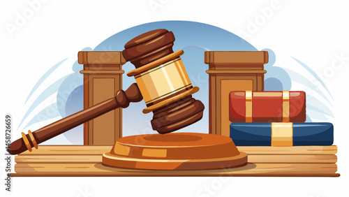 Closeup of gavel in court room