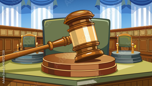 Closeup of gavel in court room