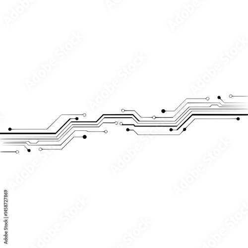 Minimalist Circuit Board Design on White Background