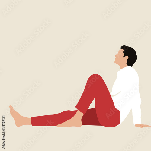 Contemplative Pause: Minimalist depiction of a person reclined in a serene state, engaged in moments of introspection and peaceful contemplation.