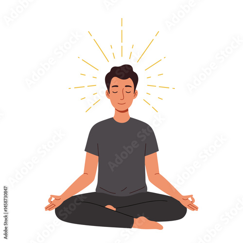Serene Meditation: A person embodies tranquility as they meditate in a lotus position, emanating inner peace and serenity.