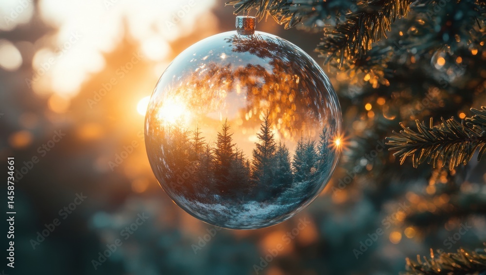 Fototapeta premium Reflective Christmas ornament