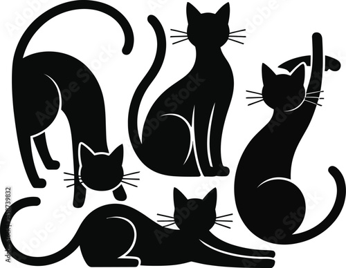 Cat Silhouettes Pets Bundle Cat Logo ...
