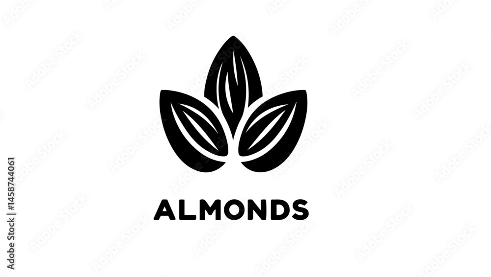 Almonds icon logo vector in black and white Almonds icon logo vector in black and white