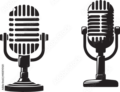 Modern Podcast Microphone Vector – Flat Design Audio Recording Equipment
