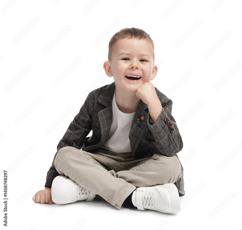 Portrait of cute little boy on white background Portrait of cute little boy on white background