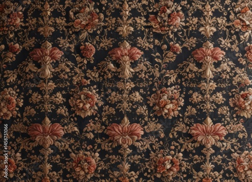 Elegant royal floral textile, finely woven intricate pattern , texture, brocade