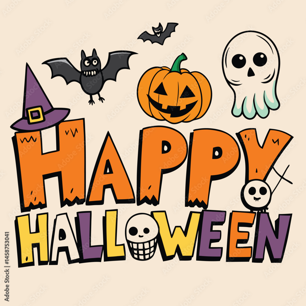 Cute Halloween Characters Set Ghost Pumpkin Bat Witch Hat Spider Web
Cute Halloween Characters Set Ghost Pumpkin Bat Witch Hat Spider Web