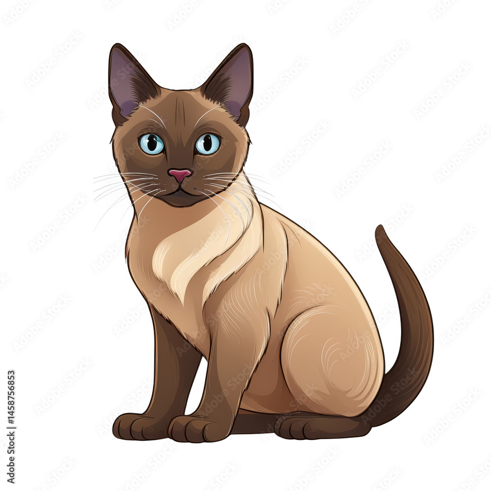 Obraz premium Adorable Siamese Cat Sitting Pretty A Charming Illustration of a Domestic Cat Perfect for Pet Websites and Animal Lovers