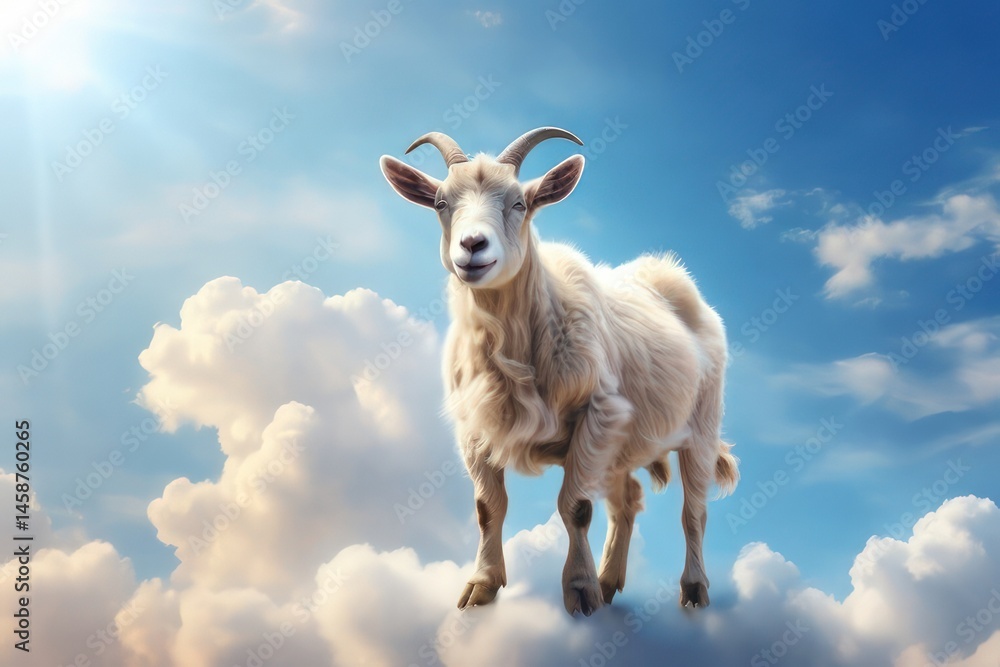 Fototapeta premium Majestic Goat Standing on Clouds — Eid al-Adha Concept Art