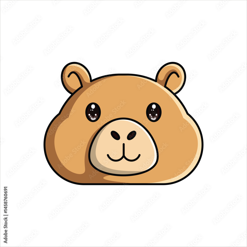Capybara Head - Colored Flat Illustration Capybara Head - Colored Flat Illustration