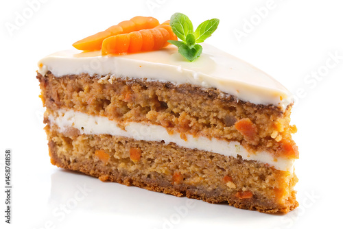 delicious slice of carrot cake image isolated on a white background