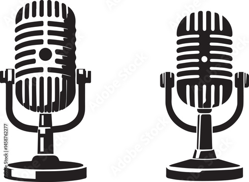 Flat Minimal Microphone Vector – Clean Audio Icon for Podcasts and Media