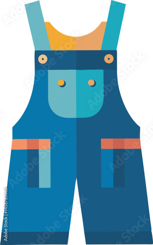 A detailed vector art illustration of classic overalls cloth, showcasing realistic texture, stitching, and fabric folds in a clean, stylish design.
