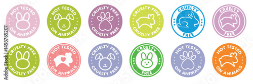 Not tested on animals and Cruelty free icons vector set. Isolated on white background