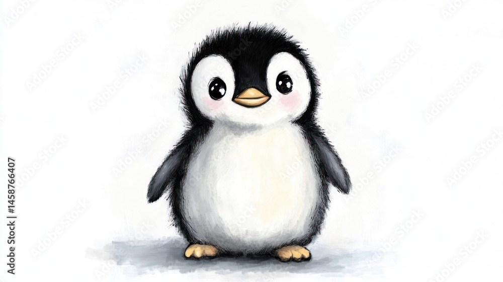 Fototapeta premium Cute baby penguin illustration on white background