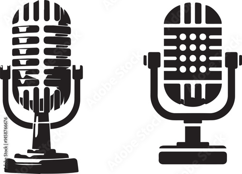 Retro Broadcast Microphone Vector – Classic Audio Device Illustration for Media Projects
