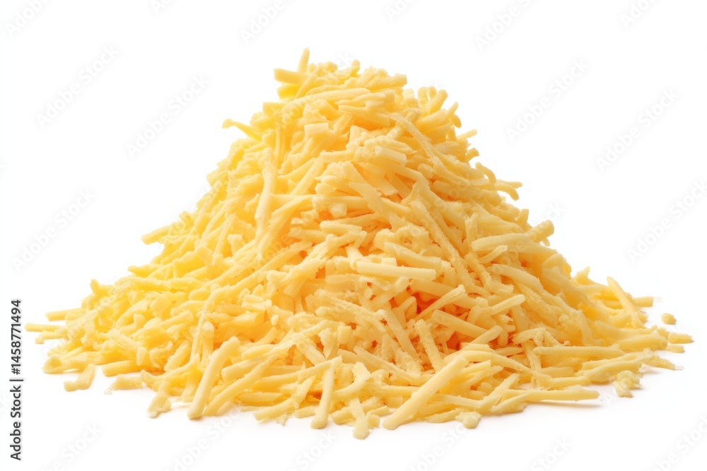 Shredded cheese piled high ready for a variety of delicious dishes in a bright kitchen setting Shredded cheese piled high ready for a variety of delicious dishes in a bright kitchen setting