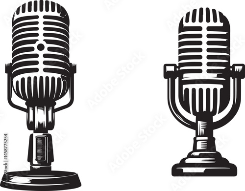 Professional Studio Microphone Vector – High-Quality Audio Equipment Illustration