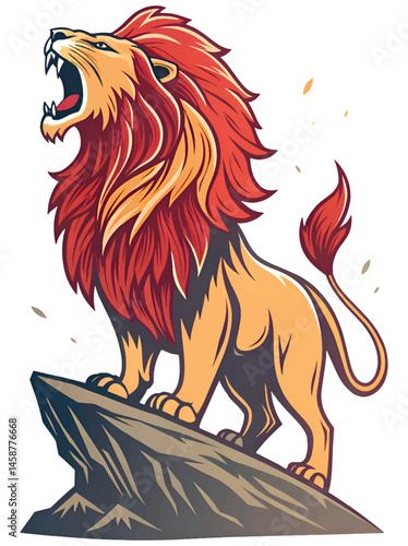 A majestic lion roaring vector illustration.