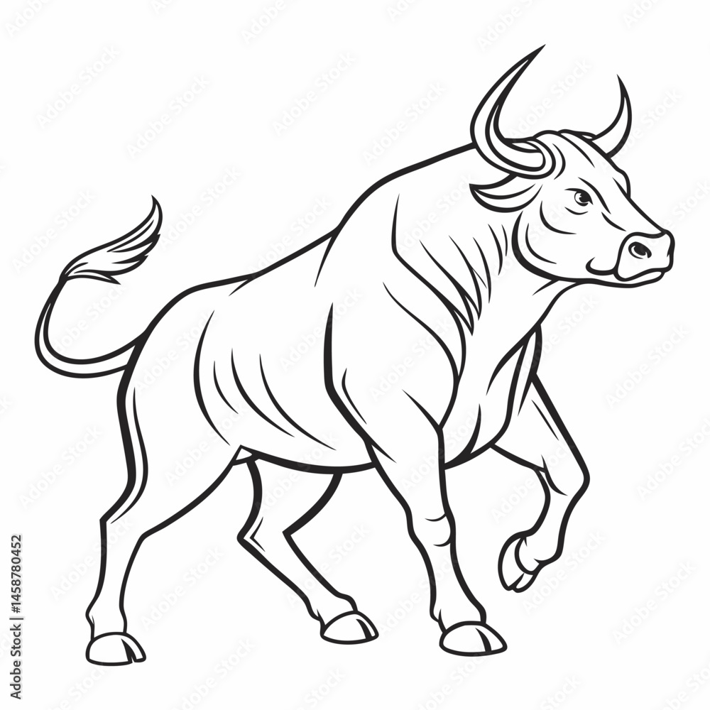 Ox vector vector line art on white baclground Ox vector vector line art on white baclground