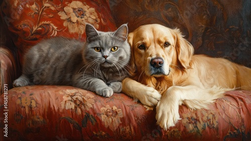 Wallpaper Mural Cat and Dog on Couch Torontodigital.ca