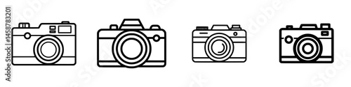 Vector illustration showcasing multiple camera designs, highlighting various styles and features for photography enthusiasts
