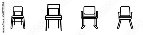 Various styles of simple chair vector icons suitable for furniture design projects and interior decoration concepts