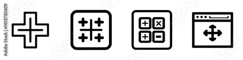 Vector illustration icons representing various mathematical and adjustment symbols for use in design and digital applications