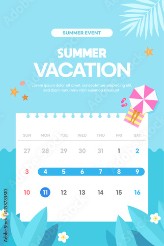 여름 휴가 안내 공지 일러스트레이션