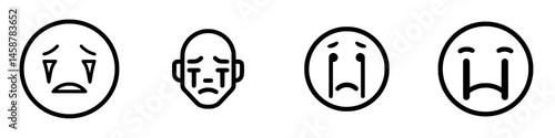 Diverse expressions of sadness represented through vector illustration icons showcasing various emotional states