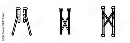 Vector illustration of crutches in two different positions used for mobility assistance and rehabilitation