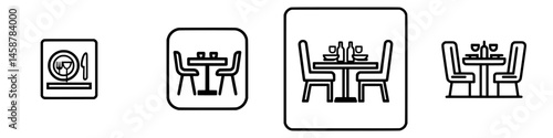 Vector illustration of dining table setups for different occasions and atmospheres reflecting variety in decor choices