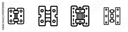 Vector illustration of various hinge designs showcasing different styles and functionalities for enhancing door mechanisms