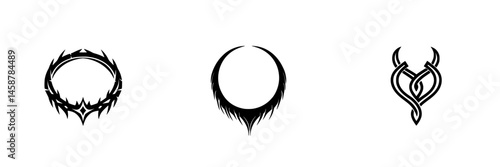 Vector illustrations of three distinct abstract icons showcasing unique designs and styles in a minimalist approach